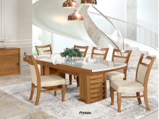 Conjunto Mesa de Jantar Murano Savana Elastica Extensivel com 08 Cadeiras 2.10 ou 2.70 x 1.00 Retangular